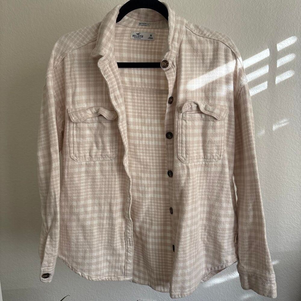 Hollister-co Women's Cream and Tan Shirt